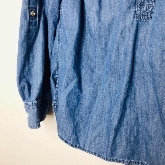 Talbots button up pullover top women small blue cotton spring hobo lagenlook - Picture 4 of 10